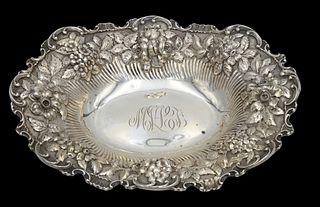 Sterling Silver Repousse Oval Bowl