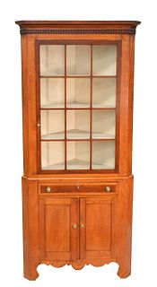 Chippendale Tiger Maple and Cherry Corner Cabinet