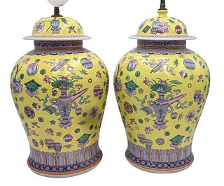 Pair of Chinese Baluster Jars