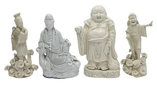 Group of Four Blanc de Chine Porcelain Figures