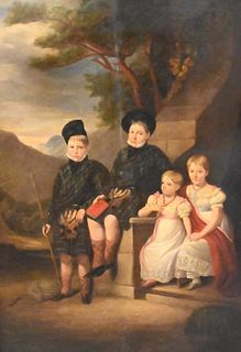 Portrait of Four Children in a Landscape