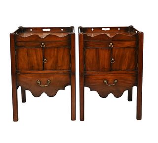 Pair of English Mahogany Side Table Cupboards