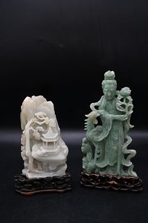 Two Large Carved Chinese Jade Pieces