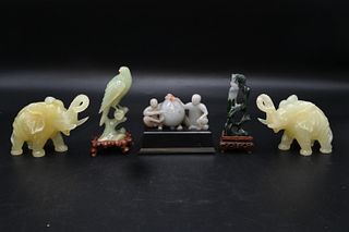 Five Piece Chinese Carved Hardstone Group