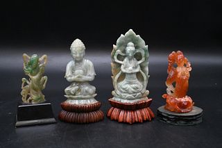 Four Carved Chinese Hardstone Figures