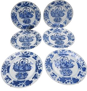 Set of Six Blue and White Chinese Export Plates