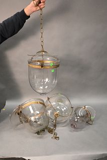 Group of Four Bell Jar Hanging Lanterns
