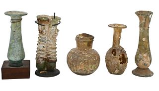 Group of Five Roman Glass Pieces