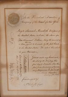Alexander Hamilton 1789 Federalist Era Handwritten Bank Slip