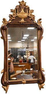 Scandinavian Rococo Style Parcel Gilt Urn Motif Mirror