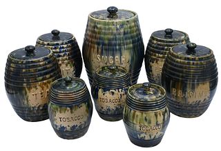 Grouping of Eight Scottish  Pottery Canisters