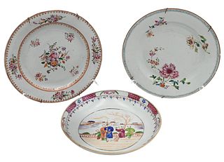 Three Chinese Export Famille Rose Pieces