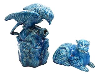 Two Turquoise Glazed Pottery Figurines