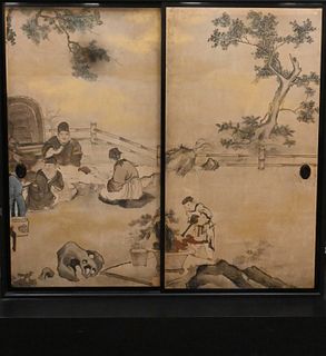 Two Large Chinese Painted Panels