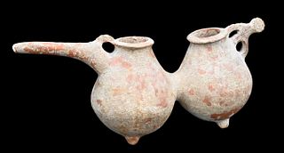 Iranian Pottery Double Vessel with Spout
