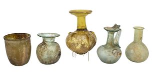 Group of Five Roman Glass Pieces
