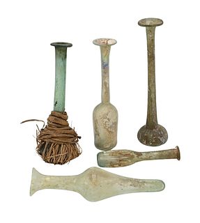 Group of Five Roman Glass Bottles