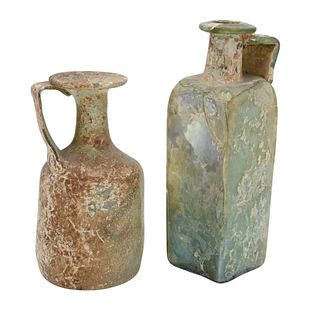 Two Piece Roman Pale Green Glass jug