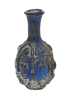 Roman Mold-Made Blue Glass Bottle