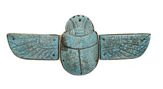 Egyptian Faience Winged Scarab