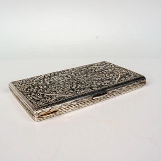 800 Silver Hinged Cigarette Case, Leaf and Scroll Motif