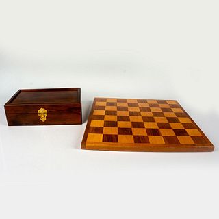 33pc Pewter Chess Set with Wooden Board