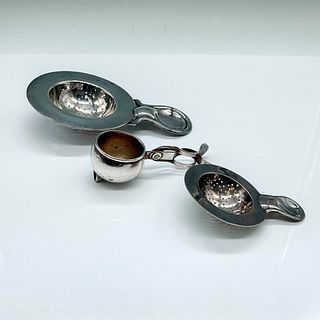 3pc Vintage Silver Plated Tea Strainer