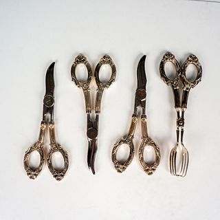 4pc Sterling Silver Italian and German Shears and Tong