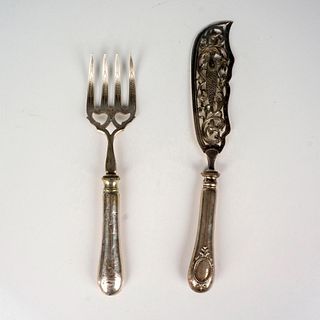 2pc Sterling Silver Handles, Fish Fork and Serving Knife