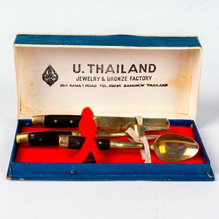 3pc Thai Brass Miniature Flatware Set