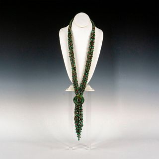 Vintage Multi Strand Turquoise Beaded Tassel Necklace