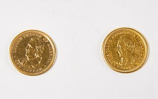 Two 1905 Lewis & Clark Portland One Dollar Gold
