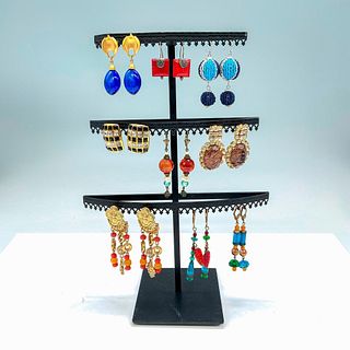 9 Pairs of Assorted Colorful Costume Earrings