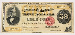U.S. Fifty Dollar Gold Coin Certificate 1882