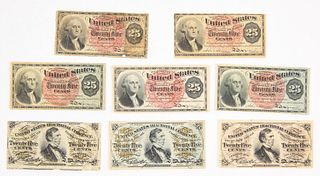 Eight U.S. Fractional Currency Notes