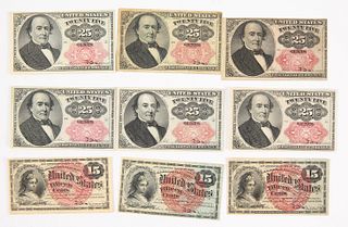 Eleven U.S. Fractional Currency