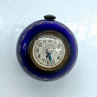 Round Cobalt Blue Enamel Pendant Watch