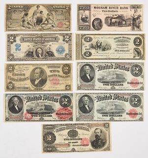 Nine U.S. Silver, Treasury and National Notes