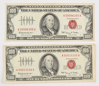 Two U.S. One Hundred Dollar Notes