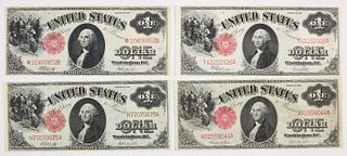 Four U.S. One Dollar Notes 1917