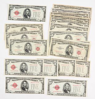 Twenty Five U.S. Five Dollar Notes