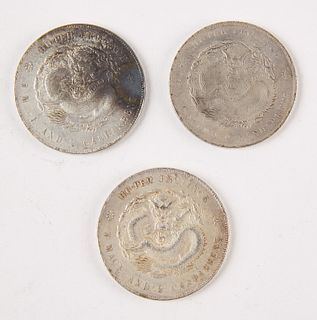 Three Silver Chinese Hu-Peh Province Coins