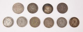 Six Silver Venezuelan & Four Chilean Silver Coins