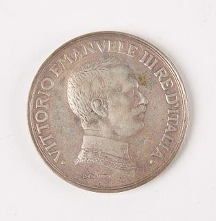 1914 Silver Vittorio Emanuele III Five Lire