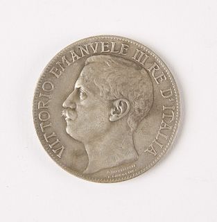 1911 Silver Vittorio Emanuele III Five Lire