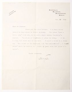 Autograph: William Butler Yeats TLS 1934