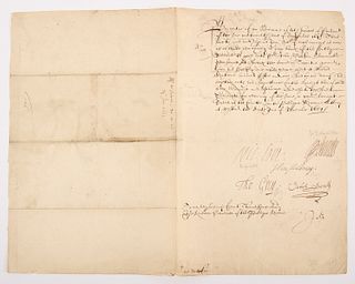 1651 English Document Signed By Several Regicides