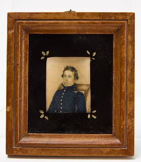 Miniature Portrait of an Officer Signed and Dated