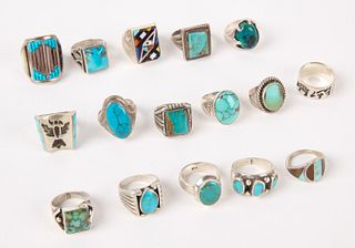 Sixteen Sterling Silver Rings