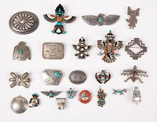 23 Navajo and Zuni Silver with Two Wing Knife Pins
